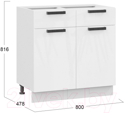 Шкаф-стол кухонный ТриЯ Детройт исп.2 1Н8Я1 (белый/белый глянец)
