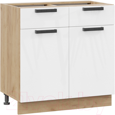 Шкаф-стол кухонный ТриЯ Детройт исп.2 1Н8Я1 (дуб крафт золотой/белый глянец) - фото