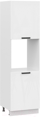 Шкаф-пенал кухонный ТриЯ Детройт исп.2 1П6 (белый/белый глянец) - фото