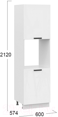 Шкаф-пенал кухонный ТриЯ Детройт исп.2 1П6 (белый/белый глянец)