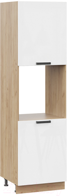 Шкаф-пенал кухонный ТриЯ Детройт исп.2 1П6 (дуб крафт золотой/белый глянец) - фото