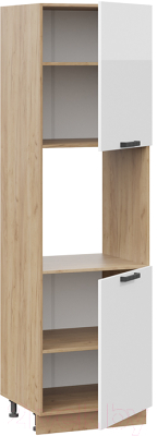 Шкаф-пенал кухонный ТриЯ Детройт исп.2 1П6 (дуб крафт золотой/белый глянец)