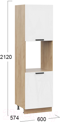 Шкаф-пенал кухонный ТриЯ Детройт исп.2 1П6 (дуб крафт золотой/белый глянец)