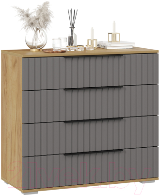 Комод ТриЯ Хилтон (дуб крафт золотой/графит матовый) - фото
