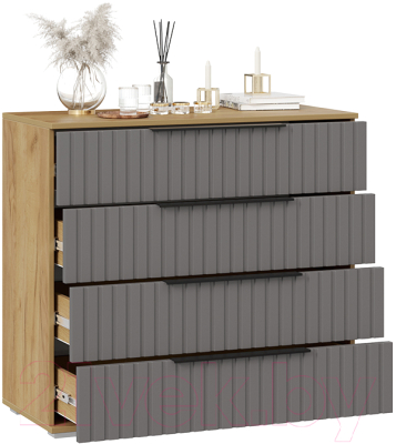 Комод ТриЯ Хилтон (дуб крафт золотой/графит матовый)