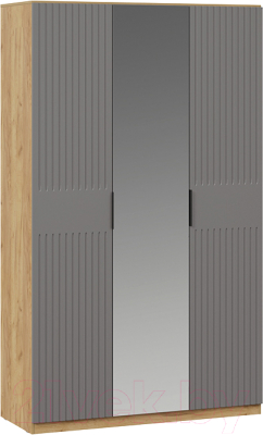 Шкаф ТриЯ Хилтон комбинированный (дуб крафт золотой/графит матовый) - фото