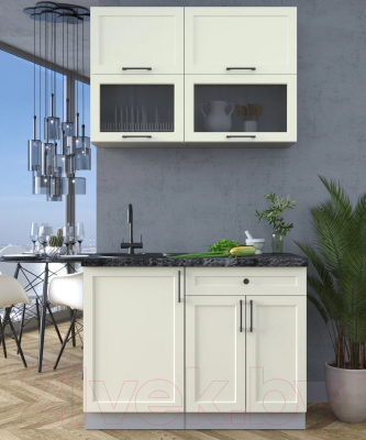 Кухонный гарнитур Интерлиния Тренд 1.1Б (белый/белый/кастилло темный)