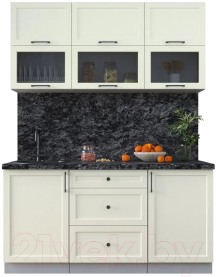 Кухонный гарнитур Интерлиния Тренд 1.6Б (белый/белый/кастилло темный) - фото