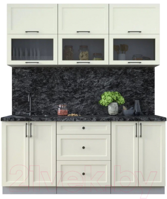 Кухонный гарнитур Интерлиния Тренд 1.8Б (белый/белый/кастилло темный) - фото