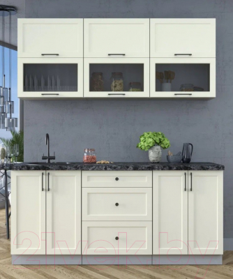 Кухонный гарнитур Интерлиния Тренд 1.8Б (белый/белый/кастилло темный)