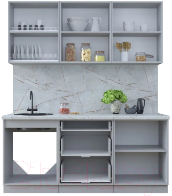 Кухонный гарнитур Интерлиния Тренд 1.8Б (белый/белый/кастилло темный)