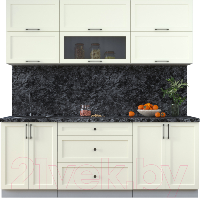 Кухонный гарнитур Интерлиния Тренд 2.1Б (белый/белый/кастилло темный) - фото