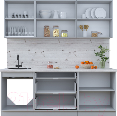 Кухонный гарнитур Интерлиния Тренд 2.1Б (белый/белый/кастилло темный)