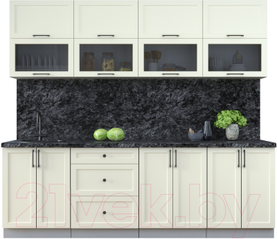 Кухонный гарнитур Интерлиния Тренд 2.4Б (белый/белый/кастилло темный) - фото