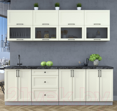 Кухонный гарнитур Интерлиния Тренд 2.4Б (белый/белый/кастилло темный)