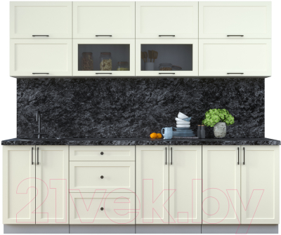 Кухонный гарнитур Интерлиния Тренд 2.5Б (белый/белый/кастилло темный) - фото
