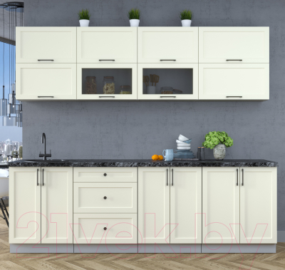 Кухонный гарнитур Интерлиния Тренд 2.5Б (белый/белый/кастилло темный)