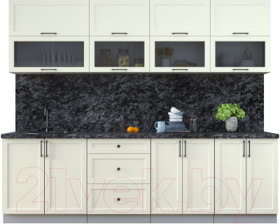 Кухонный гарнитур Интерлиния Тренд 2.6Б (белый/белый/кастилло темный) - фото