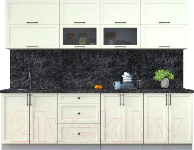 Кухонный гарнитур Интерлиния Тренд 2.7Б (белый/белый/кастилло темный) - фото