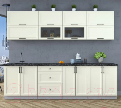 Кухонный гарнитур Интерлиния Тренд 2.7Б (белый/белый/кастилло темный)