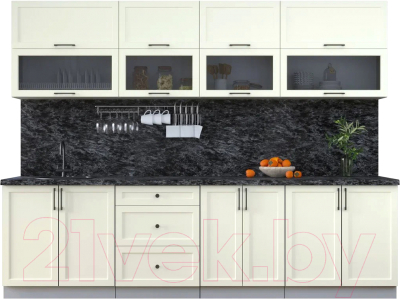Кухонный гарнитур Интерлиния Тренд 2.8Б (белый/белый/кастилло темный) - фото
