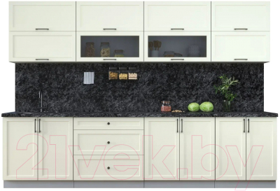 Кухонный гарнитур Интерлиния Тренд 3.1Б (белый/белый/кастилло темный) - фото
