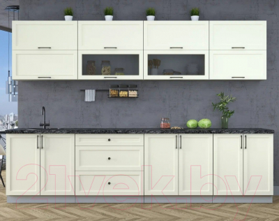 Кухонный гарнитур Интерлиния Тренд 3.1Б (белый/белый/кастилло темный)