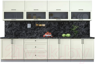 Кухонный гарнитур Интерлиния Тренд 3.2Б (белый/белый/кастилло темный) - фото