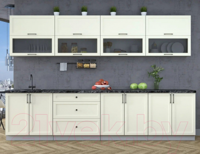 Кухонный гарнитур Интерлиния Тренд 3.2Б (белый/белый/кастилло темный)