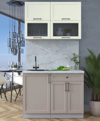 Кухонный гарнитур Интерлиния Тренд 1.1Б (луна/белый/серый каспий)