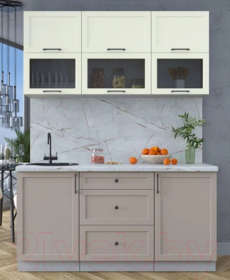 Кухонный гарнитур Интерлиния Тренд 1.6Б (луна/белый/серый каспий)