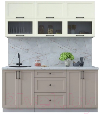Кухонный гарнитур Интерлиния Тренд 1.8Б (луна/белый/серый каспий) - фото