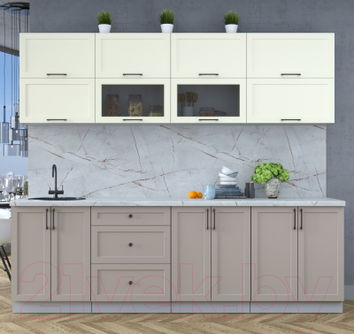 Кухонный гарнитур Интерлиния Тренд 2.5Б (луна/белый/серый каспий)