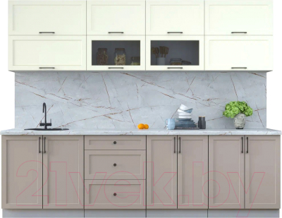 Кухонный гарнитур Интерлиния Тренд 2.7Б (луна/белый/серый каспий) - фото