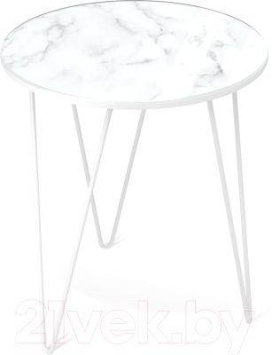 Журнальный столик Sheffilton SHT-CT27 (белый муар/белый мрамор) - фото