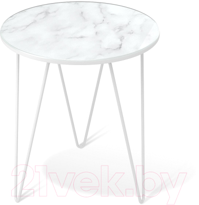 Журнальный столик Sheffilton SHT-CT27 (белый муар/белый мрамор)