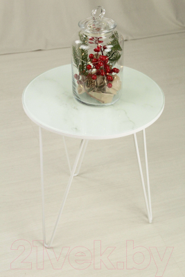 Журнальный столик Sheffilton SHT-CT27 (белый муар/белый мрамор)