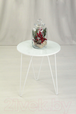 Журнальный столик Sheffilton SHT-CT27 (белый муар/белый мрамор)