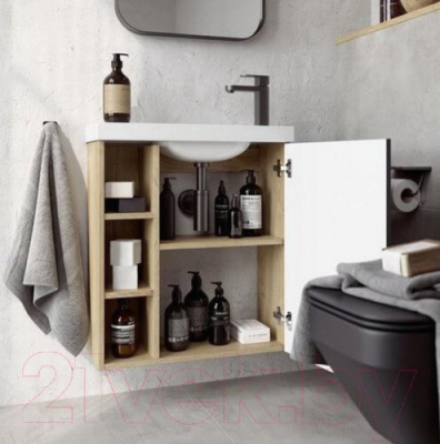 Тумба с умывальником Aqwella Alba / ALB010RDD + ALB0706GRМ