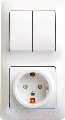 Блок выключатель+розетка Schneider Electric Glossa GSL000174 - фото
