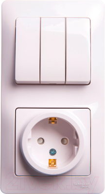 Блок выключатель+розетка Schneider Electric Glossa GSL000178 - фото