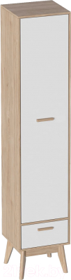 Шкаф-пенал Мебельград Калгари 1-дверный (дуб натуральный светлый/белый матовый) - фото