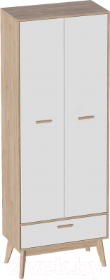 Шкаф Мебельград Калгари 2-х дверный (дуб натуральный светлый/белый матовый) - фото