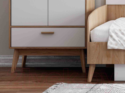 Шкаф Мебельград Калгари 2-х дверный (дуб натуральный светлый/белый матовый)