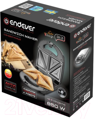 Сэндвичница Endever Skyline SM-28 (черный/сталь)