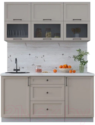 Кухонный гарнитур Интерлиния Тренд 1.6Б (луна/луна/бискайская сосна) - фото