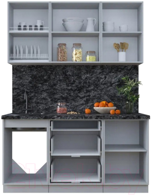 Кухонный гарнитур Интерлиния Тренд 1.6Б (луна/луна/бискайская сосна)