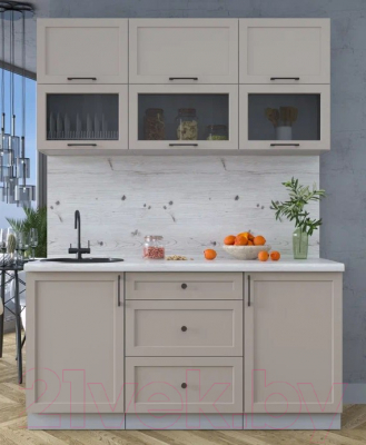 Кухонный гарнитур Интерлиния Тренд 1.6Б (луна/луна/бискайская сосна)