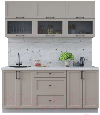Кухонный гарнитур Интерлиния Тренд 1.8Б (луна/луна/бискайская сосна) - фото