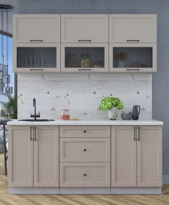 Кухонный гарнитур Интерлиния Тренд 1.8Б (луна/луна/бискайская сосна)